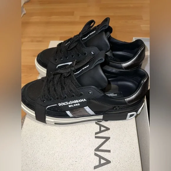 スニーカー DOLCE  GABBANA Women Sneakers CN0101 A120380999 Black Dolce & Gabbana Women's Black & White Canvas & Leather High
